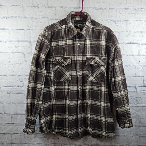 Berne Apparel Men's Pearl Snap Cotton Plaid Long Sleeve Shacket Size XL - Picture 1 of 6